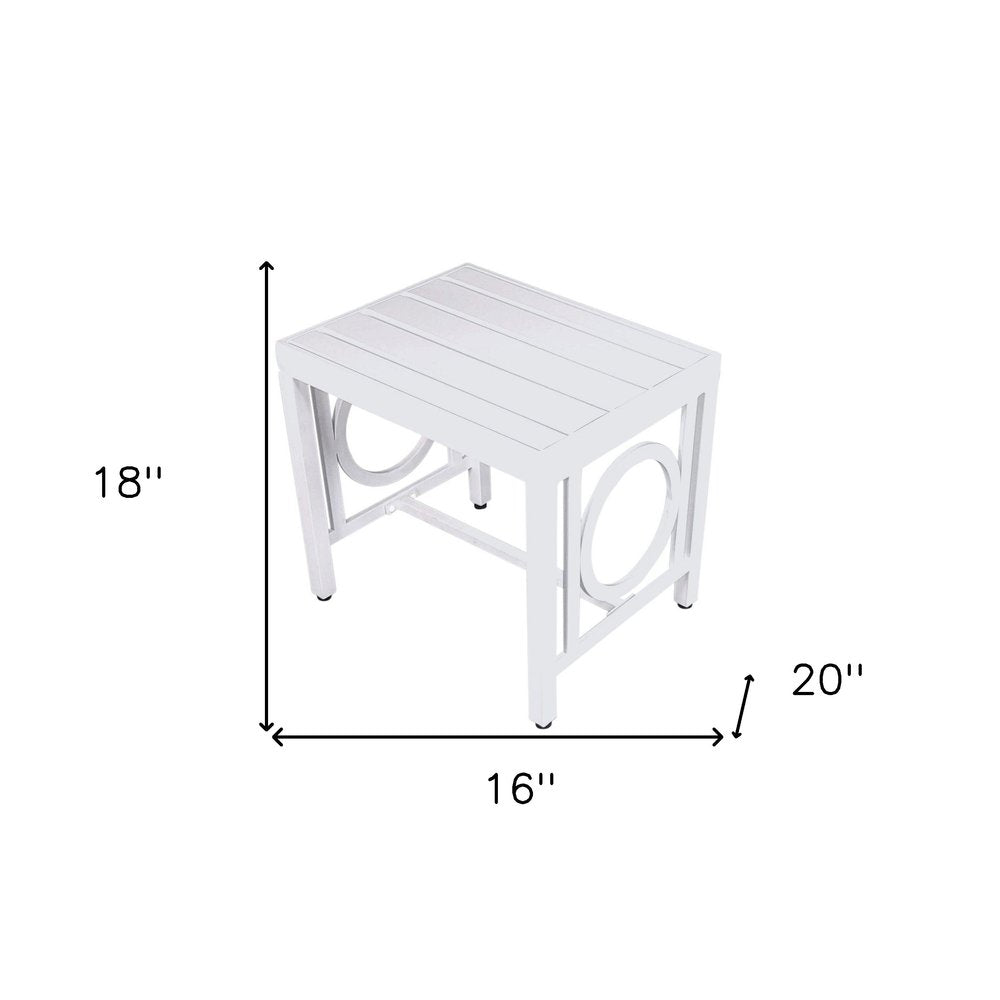 16" White Metal Outdoor Side Table HomeRoots