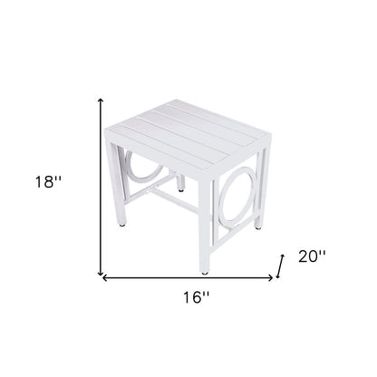 16" White Metal Outdoor Side Table HomeRoots