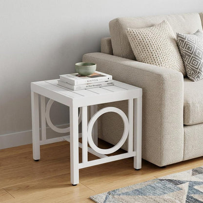 16" White Metal Outdoor Side Table HomeRoots