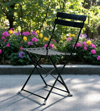 Set of Two Black Aluminum Outdoor Folding Dining Chairs HomeRoots