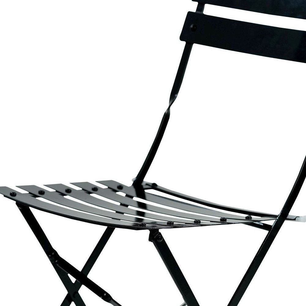 Set of Two Black Aluminum Outdoor Folding Dining Chairs HomeRoots