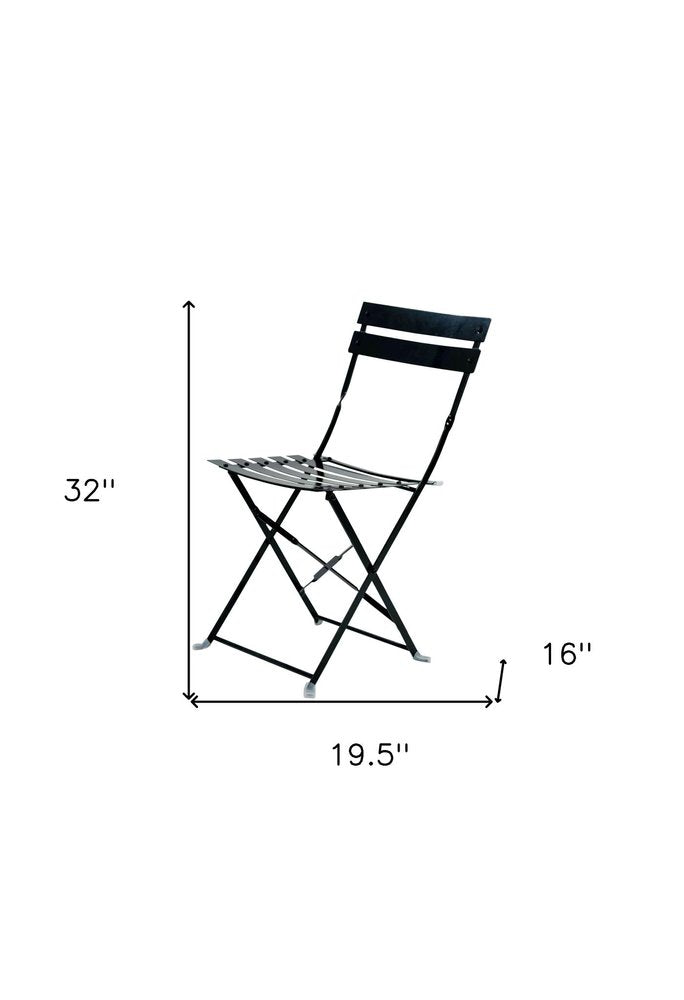 Set of Two Black Aluminum Outdoor Folding Dining Chairs HomeRoots
