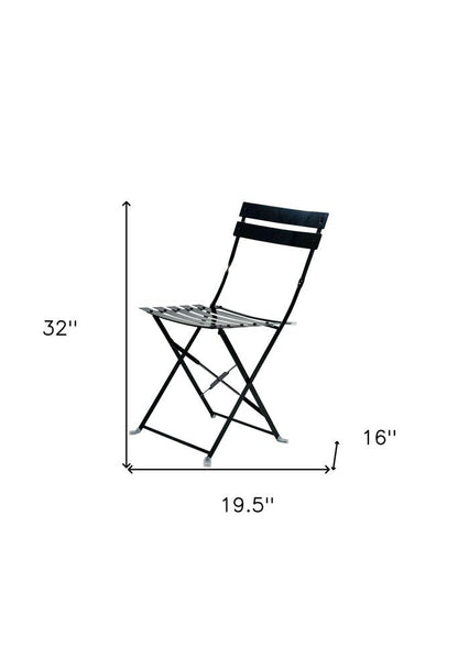 Set of Two Black Aluminum Outdoor Folding Dining Chairs HomeRoots