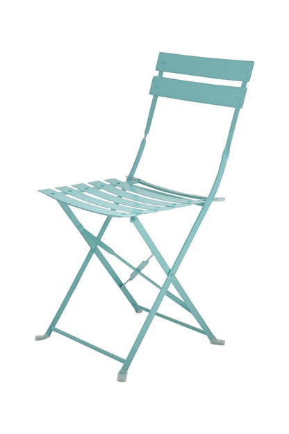 Set of Two Aqua Blue Aluminum Outdoor Folding Dining Chairs HomeRoots