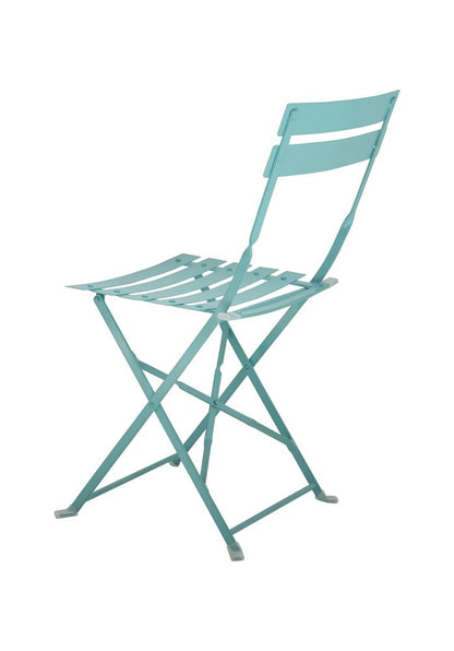 Set of Two Aqua Blue Aluminum Outdoor Folding Dining Chairs HomeRoots