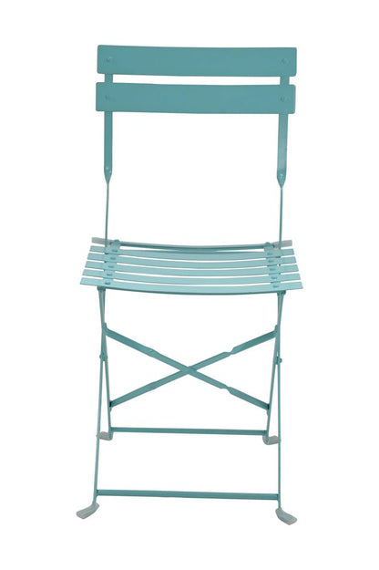Set of Two Aqua Blue Aluminum Outdoor Folding Dining Chairs HomeRoots