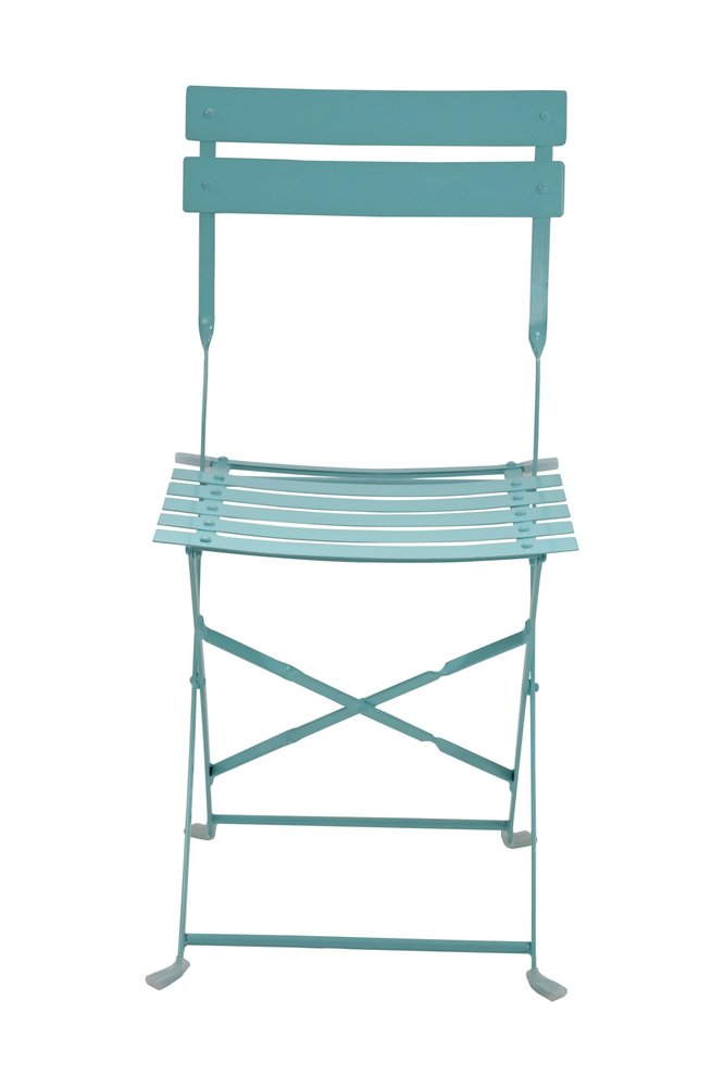 Set of Two Aqua Blue Aluminum Outdoor Folding Dining Chairs — view 3
