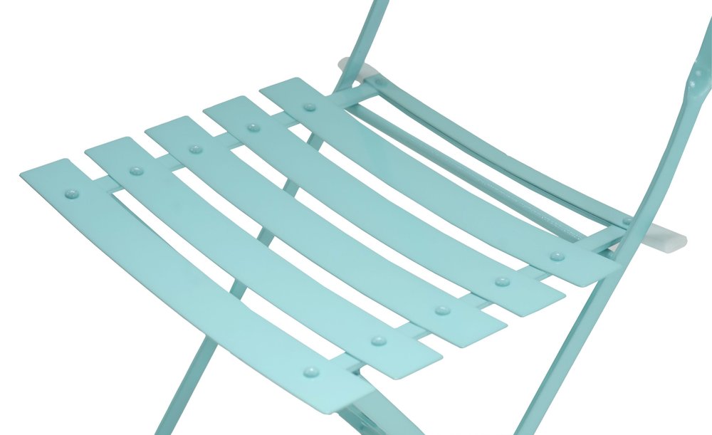 Set of Two Aqua Blue Aluminum Outdoor Folding Dining Chairs HomeRoots