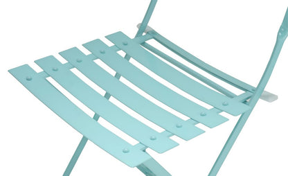 Set of Two Aqua Blue Aluminum Outdoor Folding Dining Chairs HomeRoots