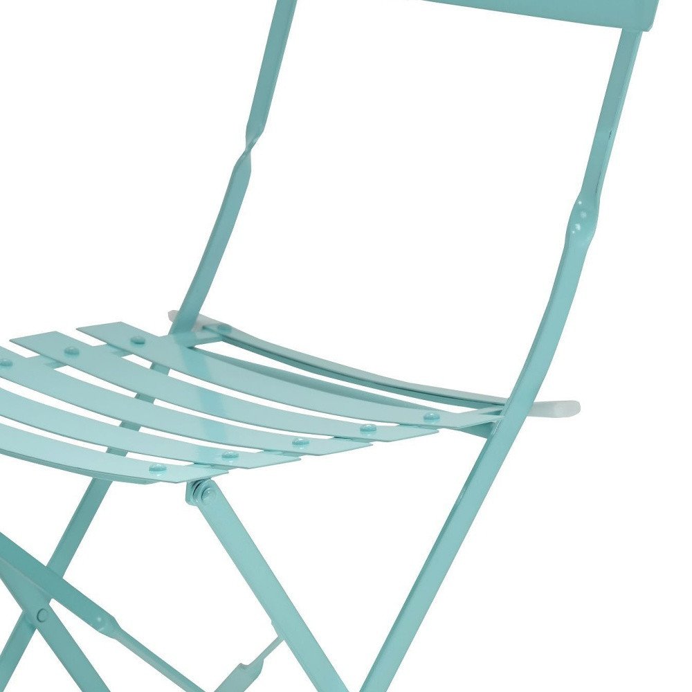 Set of Two Aqua Blue Aluminum Outdoor Folding Dining Chairs HomeRoots