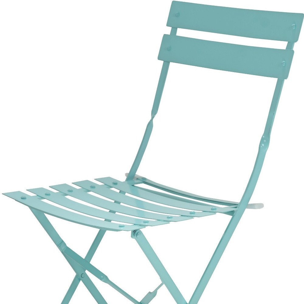 Set of Two Aqua Blue Aluminum Outdoor Folding Dining Chairs — view 6