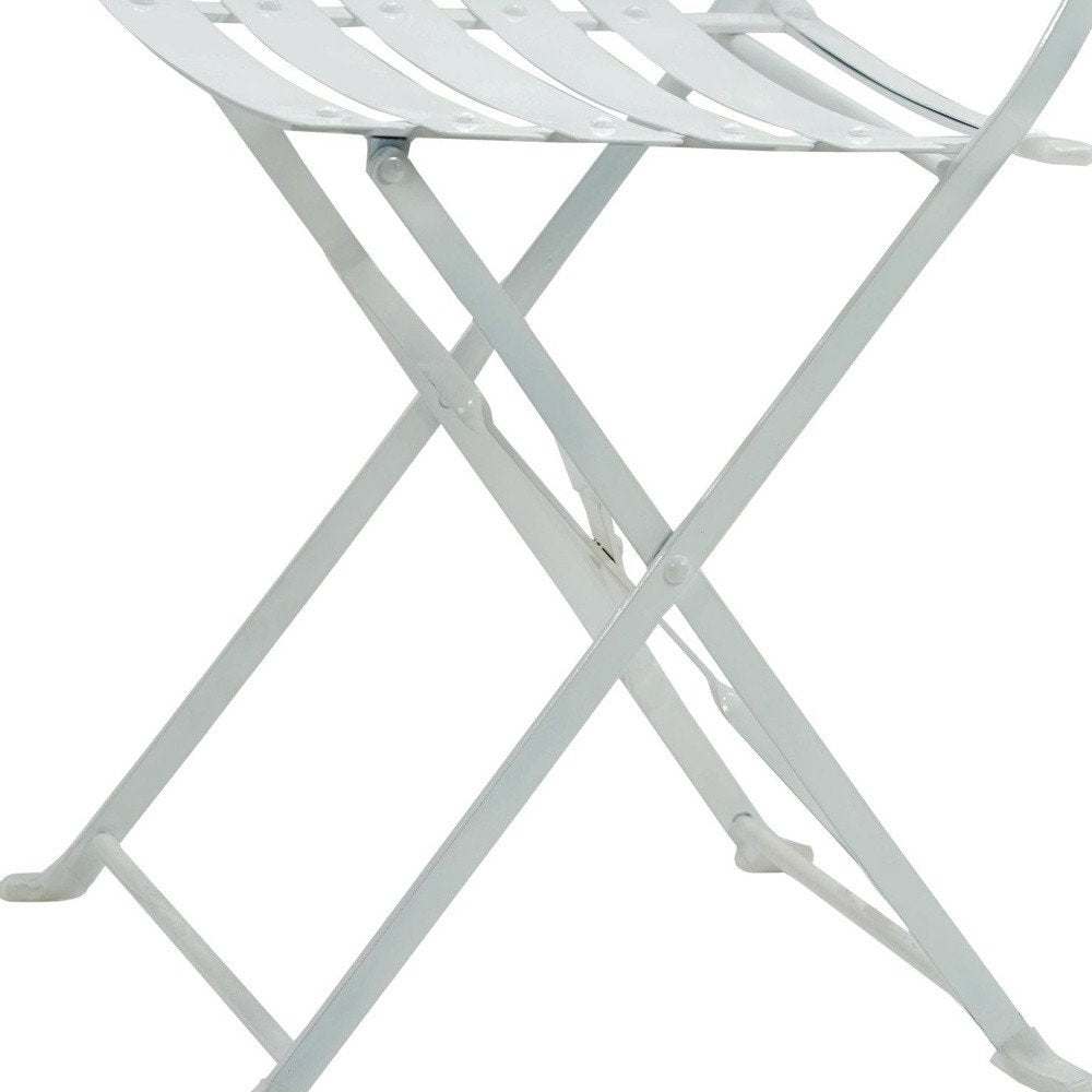 Set of Two White Aluminum Outdoor Folding Dining Chairs — view 4
