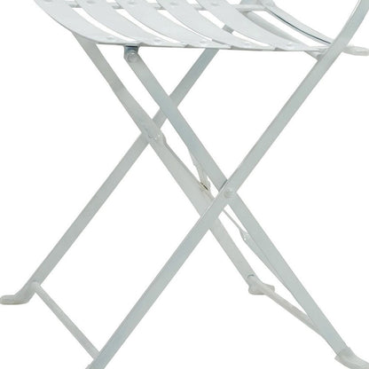 Set of Two White Aluminum Outdoor Folding Dining Chairs