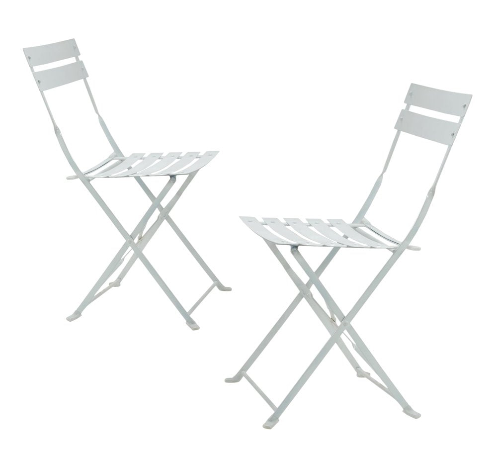 Set of Two White Aluminum Outdoor Folding Dining Chairs — view 6