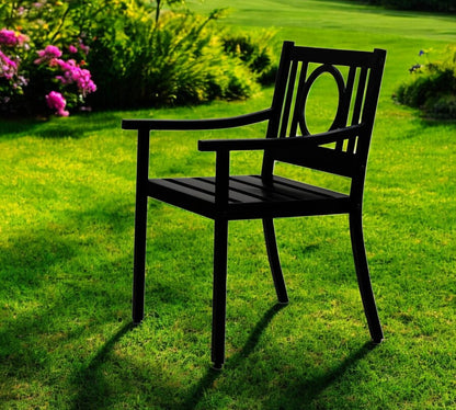 24" Black Steel Geo Back Outdoor Arm Chair HomeRoots