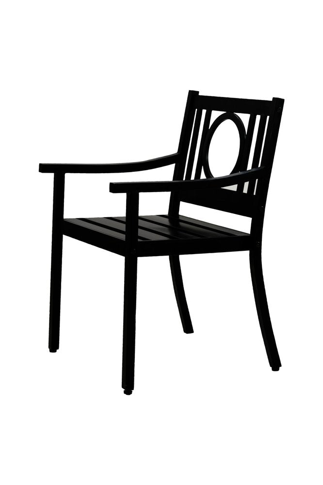 24" Black Steel Geo Back Outdoor Arm Chair HomeRoots