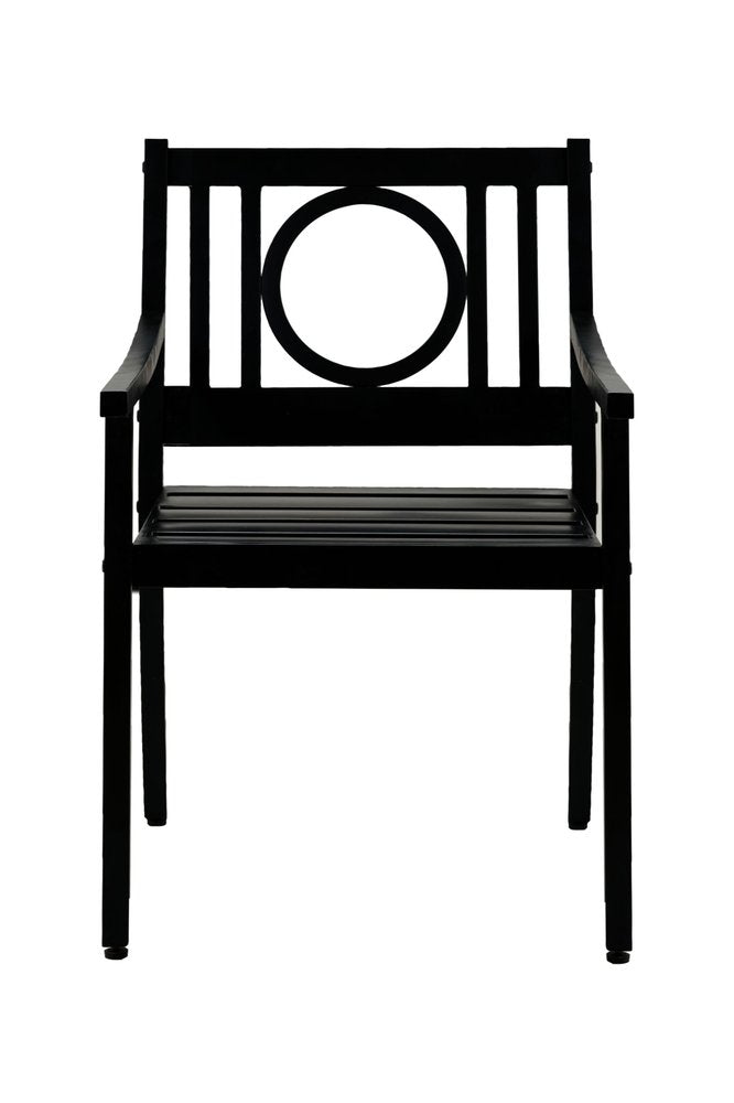 24" Black Steel Geo Back Outdoor Arm Chair HomeRoots