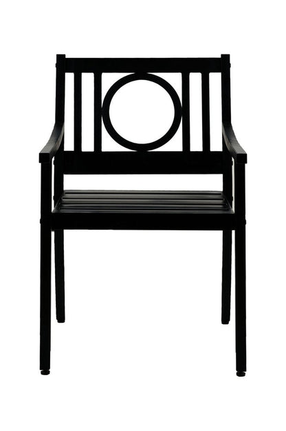 24" Black Steel Geo Back Outdoor Arm Chair HomeRoots