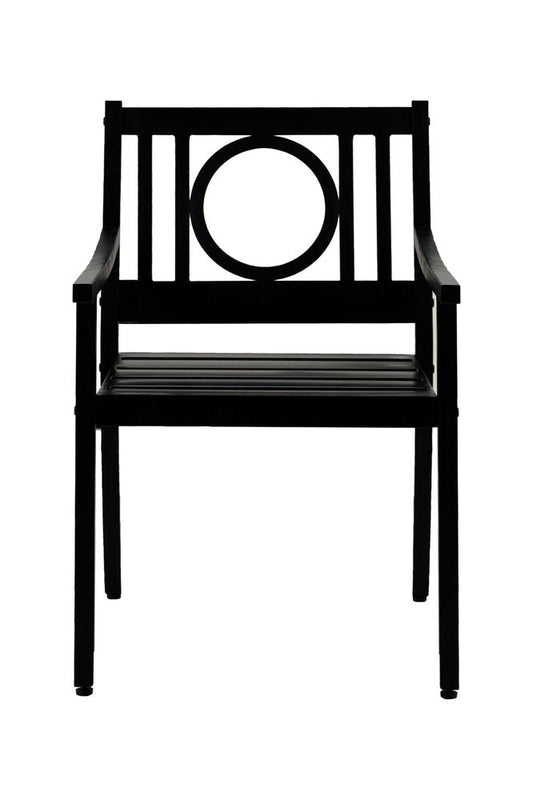 24" Black Steel Geo Back Outdoor Arm Chair HomeRoots