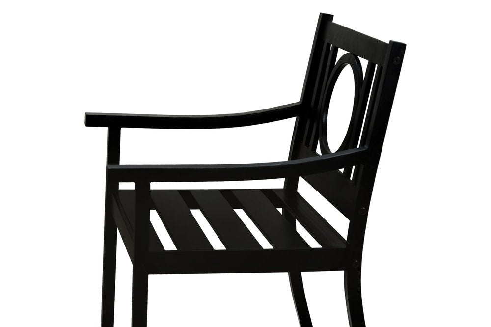 24" Black Steel Geo Back Outdoor Arm Chair HomeRoots