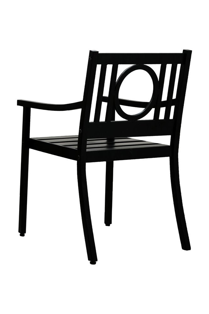 24" Black Steel Geo Back Outdoor Arm Chair HomeRoots
