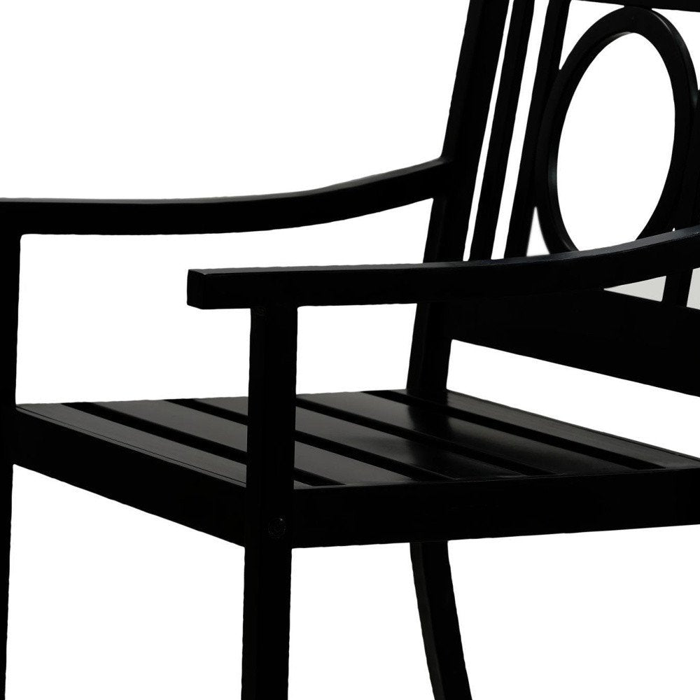 24" Black Steel Geo Back Outdoor Arm Chair HomeRoots