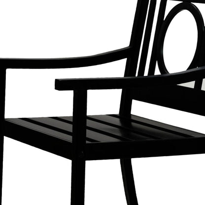 24" Black Steel Geo Back Outdoor Arm Chair HomeRoots