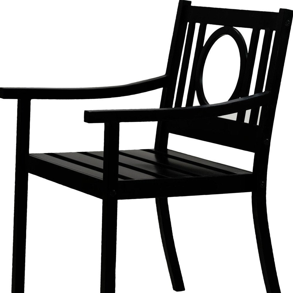 24" Black Steel Geo Back Outdoor Arm Chair HomeRoots