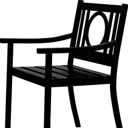 24" Black Steel Geo Back Outdoor Arm Chair HomeRoots