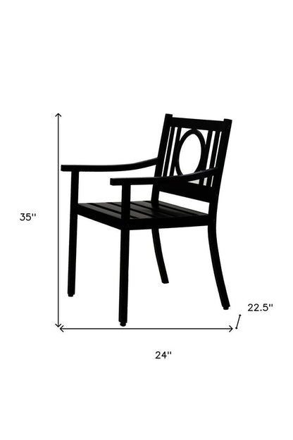 24" Black Steel Geo Back Outdoor Arm Chair HomeRoots