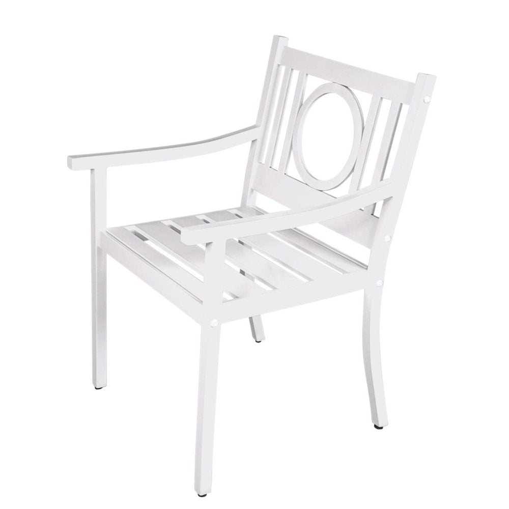 24" White Steel Geo Back Outdoor Arm Chair HomeRoots
