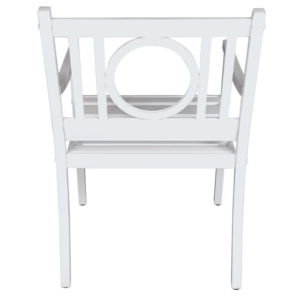 24" White Steel Geo Back Outdoor Arm Chair HomeRoots
