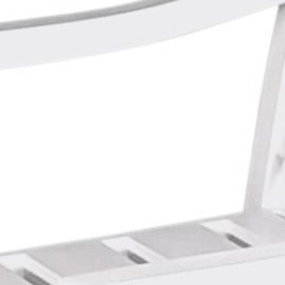24" White Steel Geo Back Outdoor Arm Chair HomeRoots