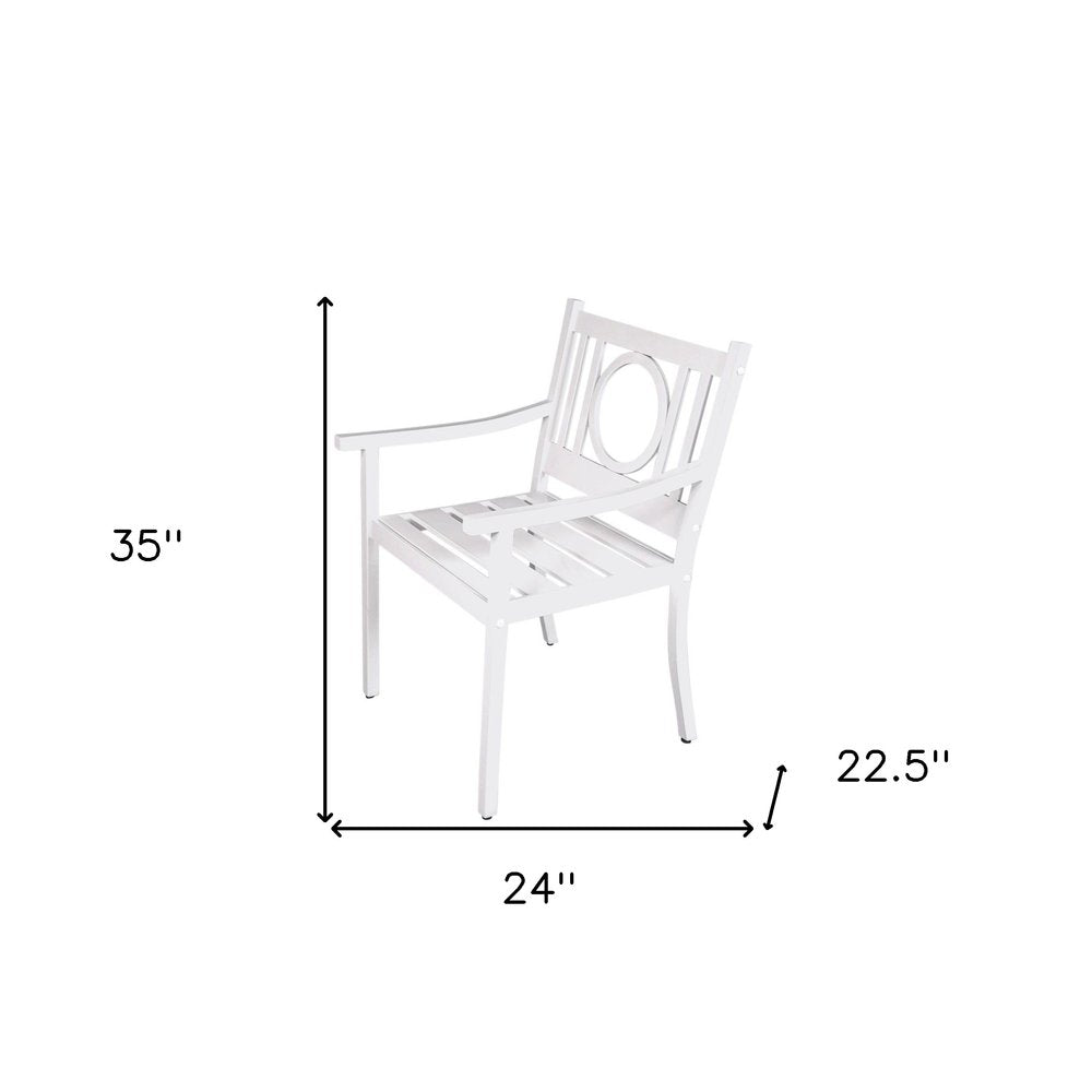 24" White Steel Geo Back Outdoor Arm Chair HomeRoots