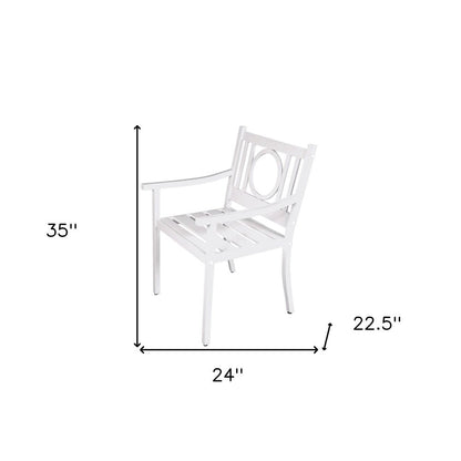 24" White Steel Geo Back Outdoor Arm Chair HomeRoots