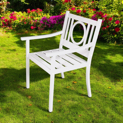 24" White Steel Geo Back Outdoor Arm Chair HomeRoots