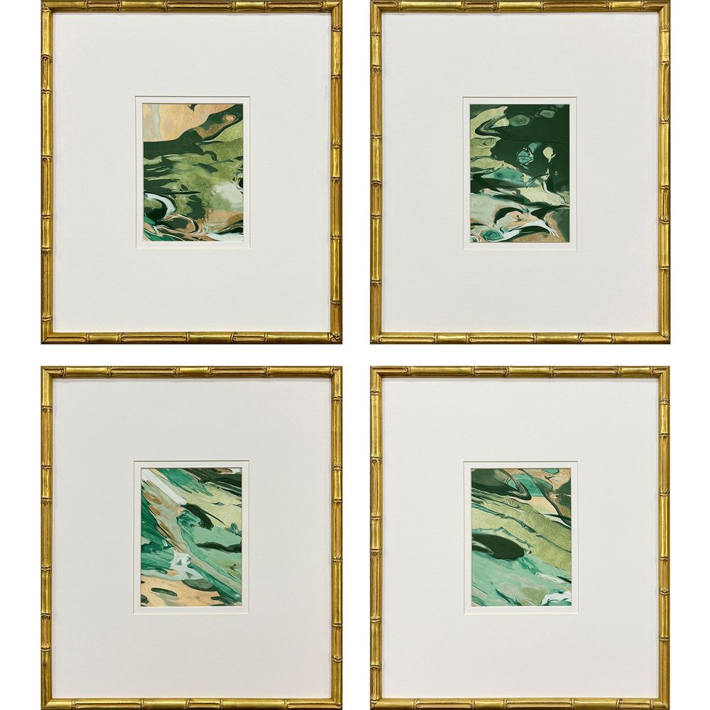 Set Of Four Verdant Fusion Gold Framed Wall Art HomeRoots