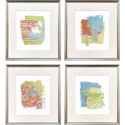Set Of Four Modern Abstract Silver Framed Wall Art HomeRoots