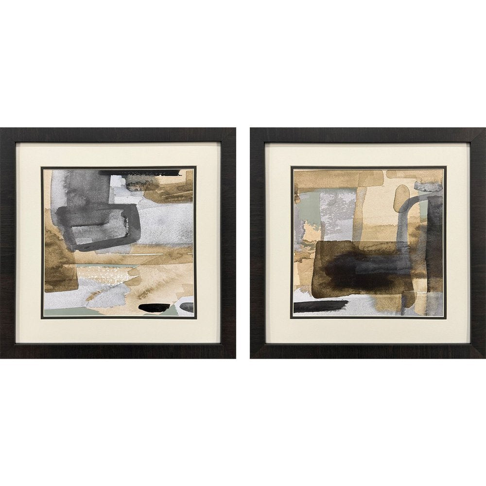 Set Of Two Abstract Expressions Brown Framed Wall Art HomeRoots