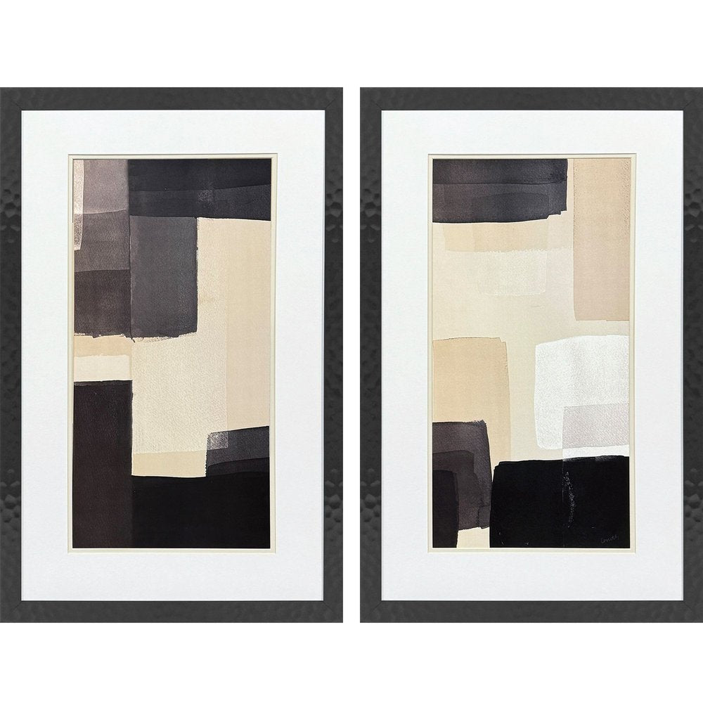 Set Of Two Neutral Shapes Black Framed Wall Art HomeRoots