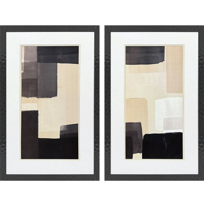 Set Of Two Neutral Shapes Black Framed Wall Art HomeRoots