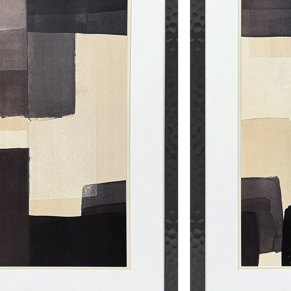 Set Of Two Neutral Shapes Black Framed Wall Art HomeRoots