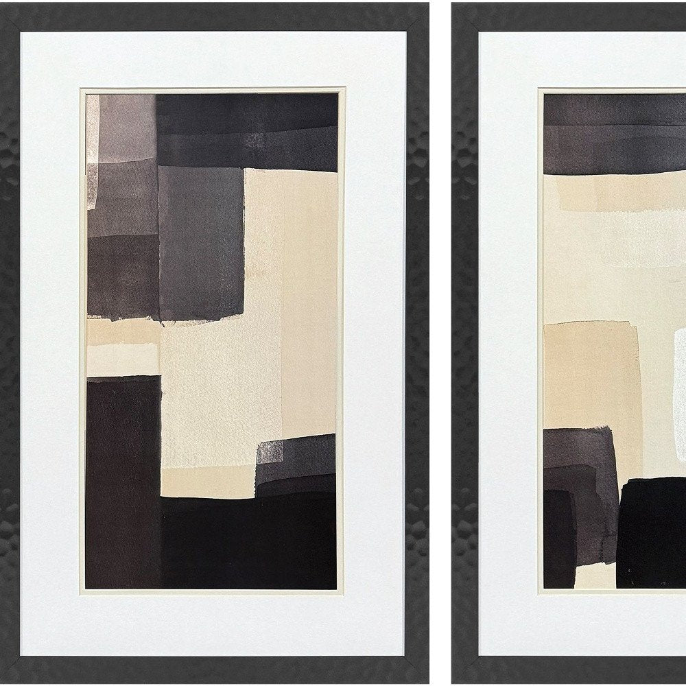 Set Of Two Neutral Shapes Black Framed Wall Art HomeRoots