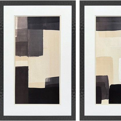 Set Of Two Neutral Shapes Black Framed Wall Art HomeRoots