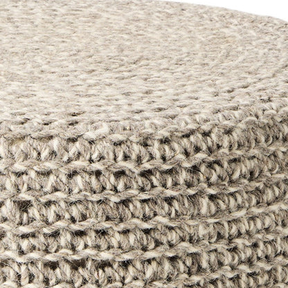 24" Gray and Brown Wool Round Footstool HomeRoots
