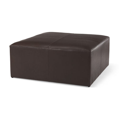 36" Brown Genuine Leather Cocktail Ottoman HomeRoots