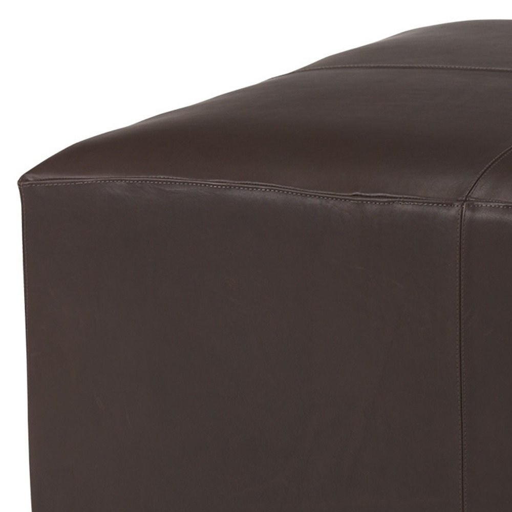 36" Brown Genuine Leather Cocktail Ottoman HomeRoots