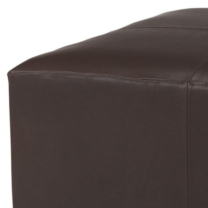 36" Brown Genuine Leather Cocktail Ottoman HomeRoots