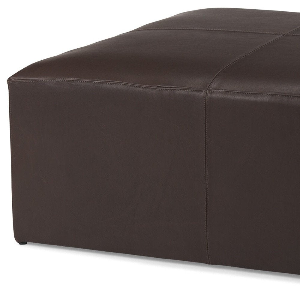 36" Brown Genuine Leather Cocktail Ottoman HomeRoots