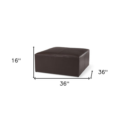 36" Brown Genuine Leather Cocktail Ottoman HomeRoots